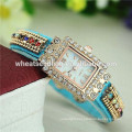 Diamond ethnic flavor cloth band square lady vogue watch